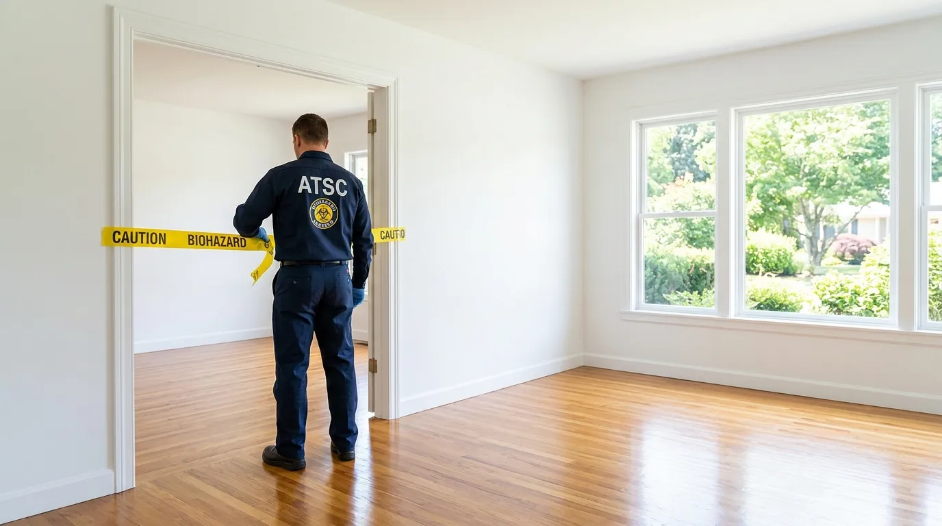 Certified biohazard cleanup crew performing Decomposition Cleanup in Channahon